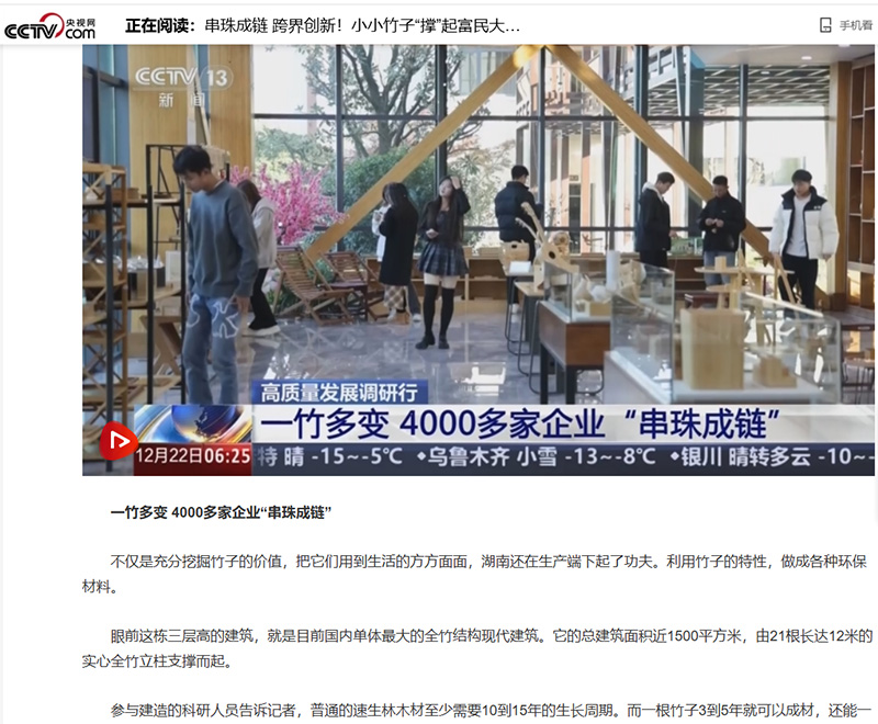 央視新聞—串珠成鏈 跨界創(chuàng)新！小小竹子“撐”起富民大產(chǎn)業(yè)